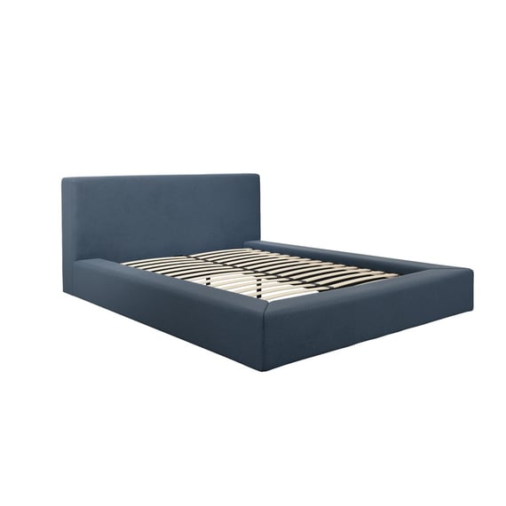 soho ink blue fabric bed angle