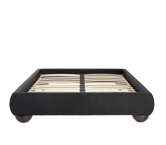 soller deep charcoal fabric bed front