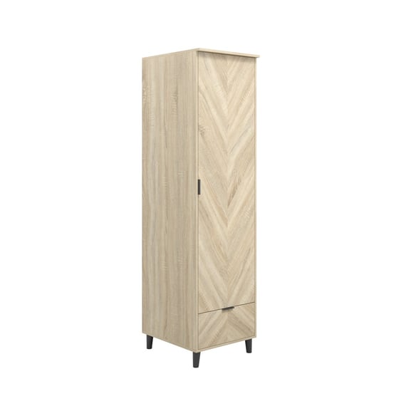 stockholm chevron oak 1 door wardrobe angle