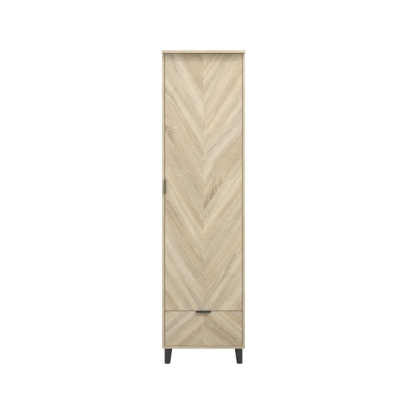stockholm chevron oak 1 door wardrobe front