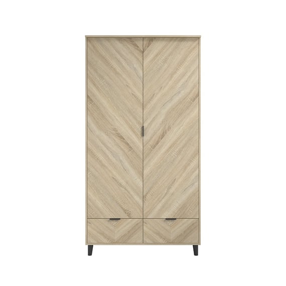 stockholm chevron oak 2 door wardrobe front
