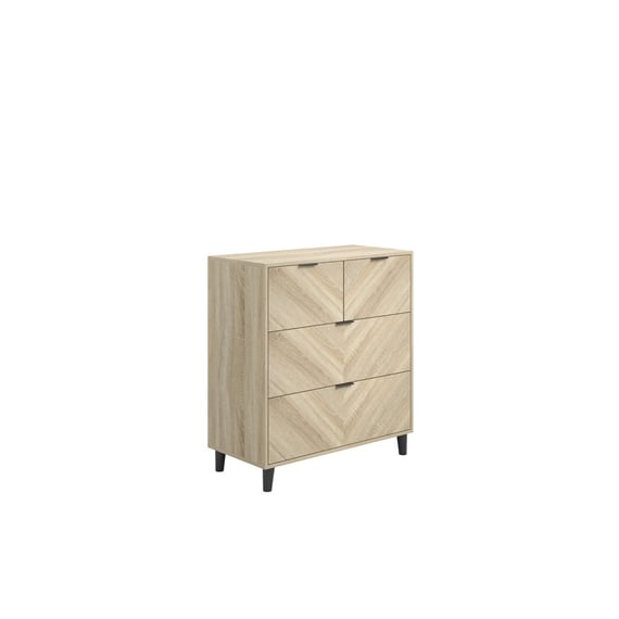 stockholm chevron oak 4 drawer chest angle