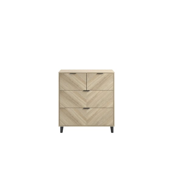 stockholm chevron oak 4 drawer chest front