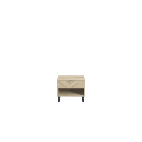 stockholm chevron oak bedside table front