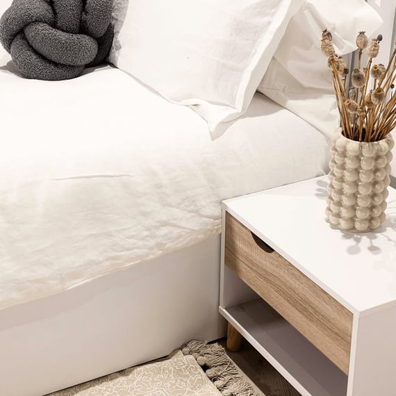 Stockholm White Oak Bedside Cabinet
