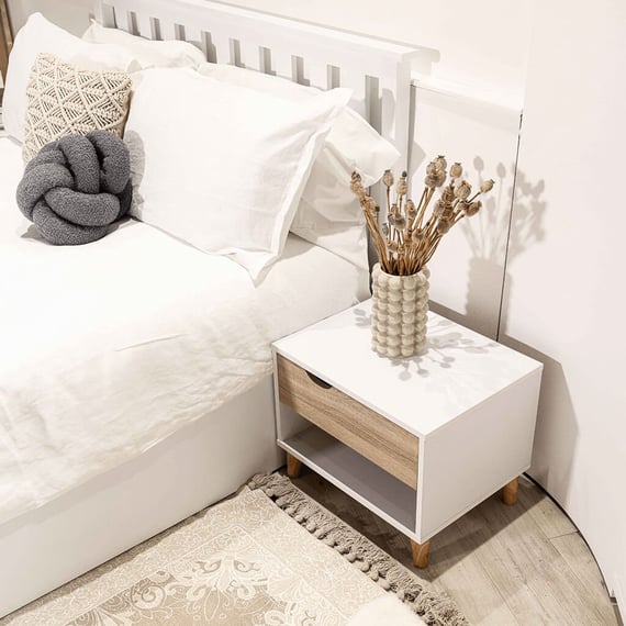 Stockholm White Oak Bedside Cabinet