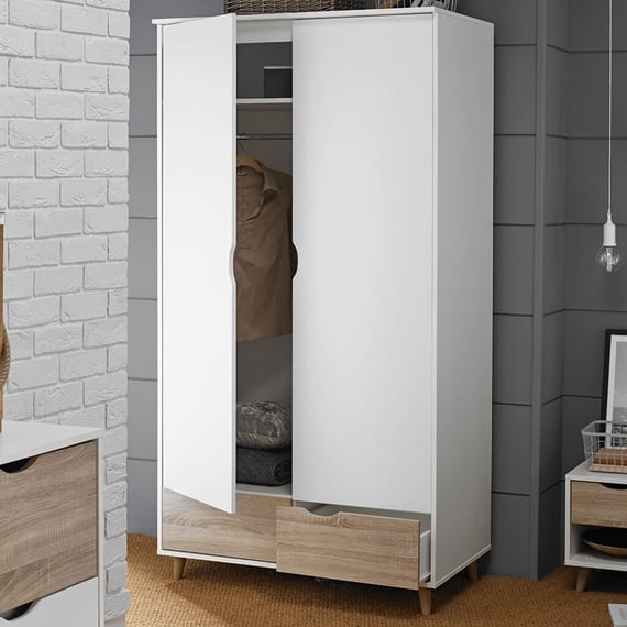 Stockholm White Oak Double Wardrobe