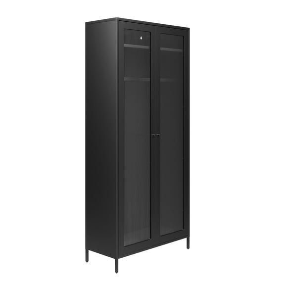 storm black metal 2 door wardrobe angle