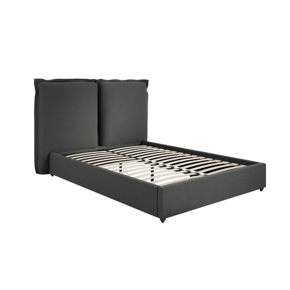 sunday deep grey fabric double bed angle