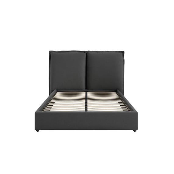 sunday deep grey fabric double bed front