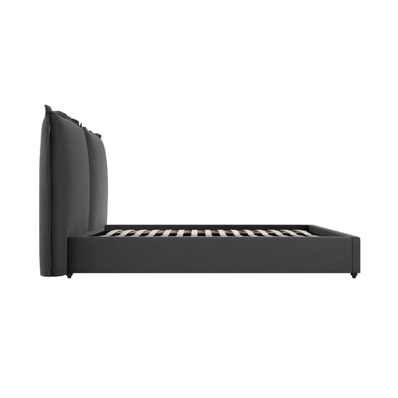 sunday deep grey fabric double bed side