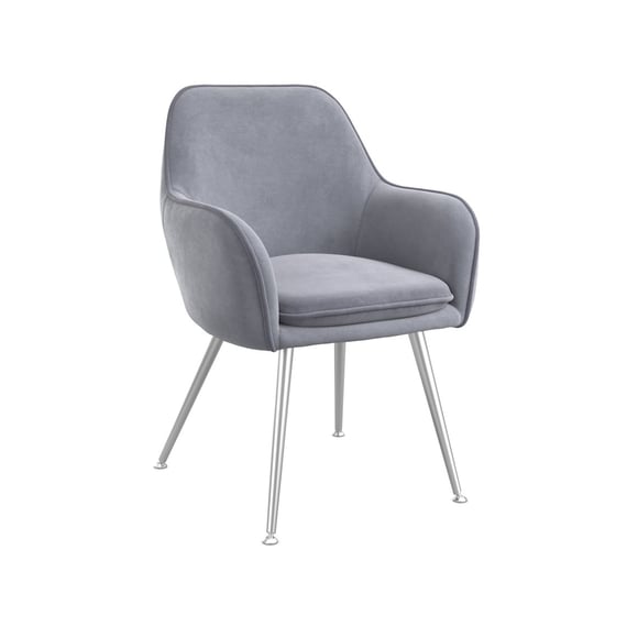 tara grey velvet dining chair angle