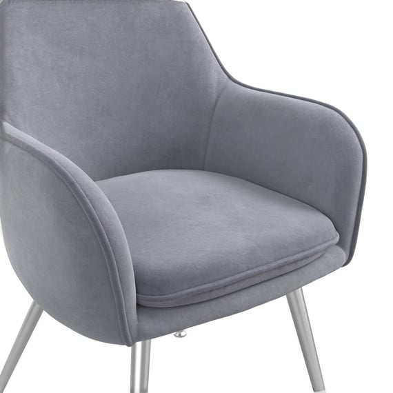 tara grey velvet dining chair close up