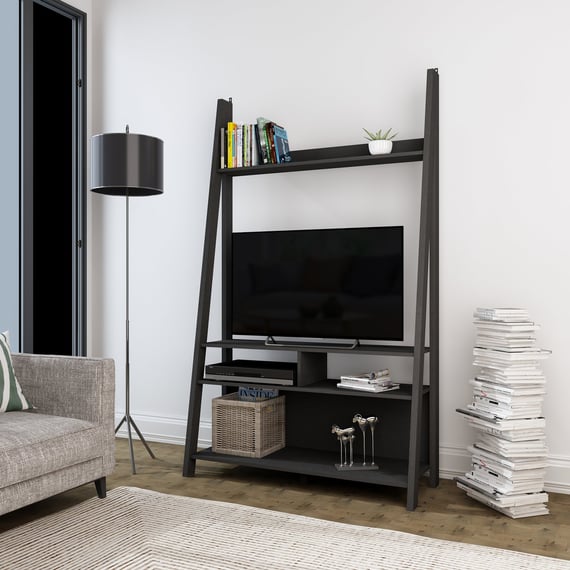 tiva black oak ladder tv unit room view