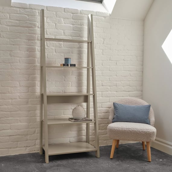 tiva grey ladder bookcase styled square