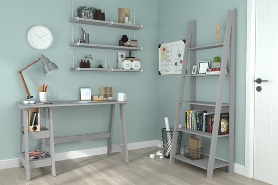 tiva light grey workstation bookcase room view