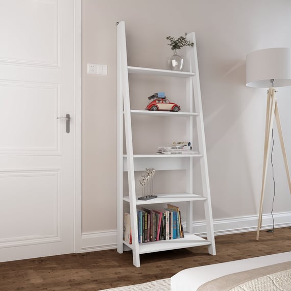 tiva white fino ladder bookcase room view