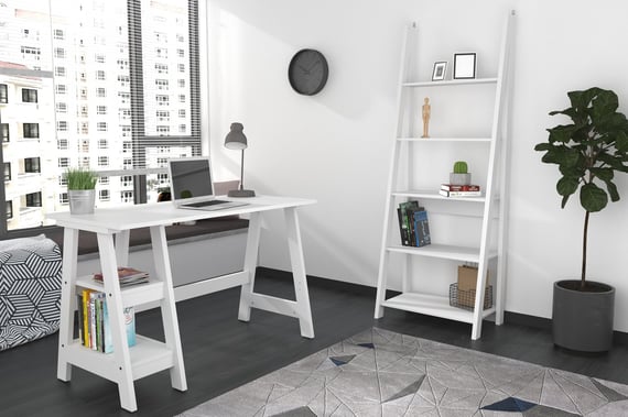 tiva white fino workstation bookcase room view