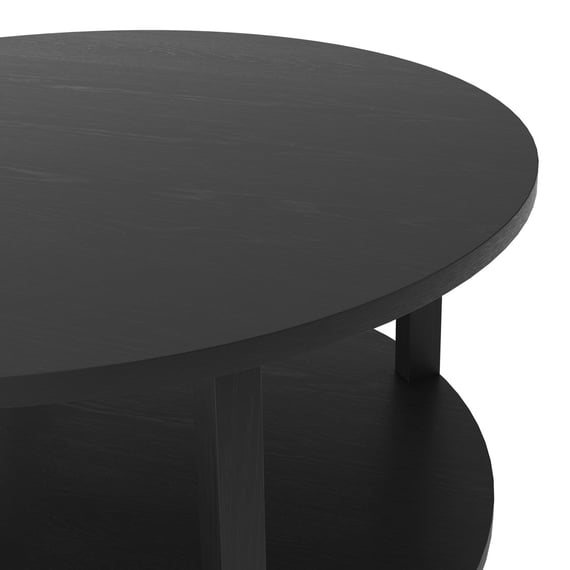 westbrook black round coffee table close up