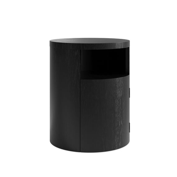 yori black round bedside cabinet angle