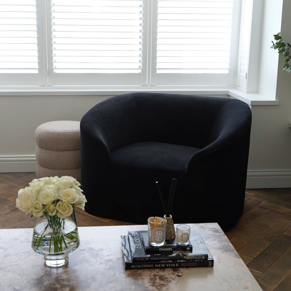 zuma black velvet armchair styled