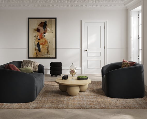 zuma black velvet sofa living room lifestyle