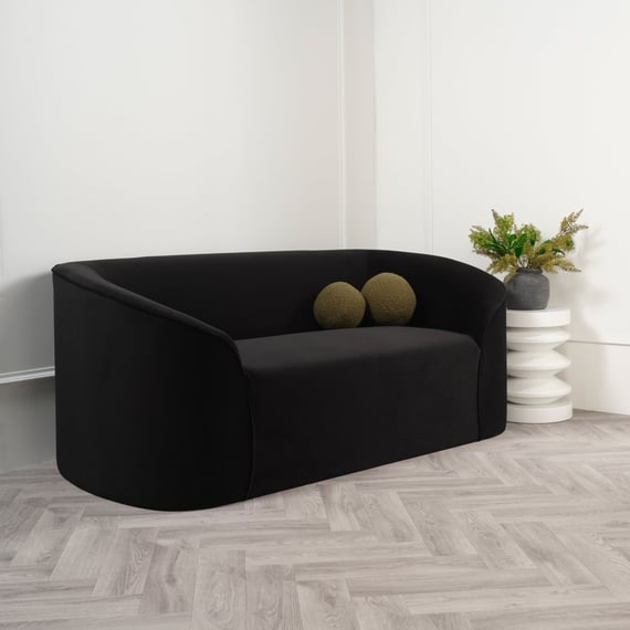zuma black velvet sofa room shot