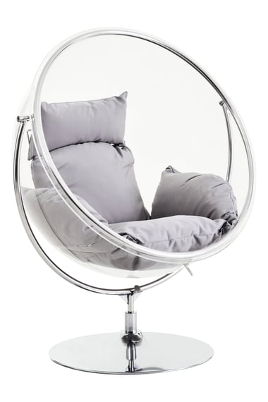 Goa Clear Swing Chair With Grey Cushions Garden Furniture