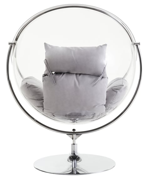 Goa Clear Swing Chair With Grey Cushions Style 01