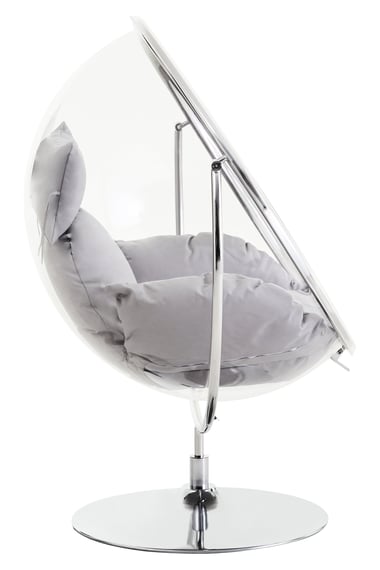 Goa Clear Swing Chair With Grey Cushions Style 02