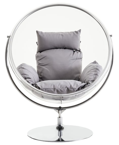 Goa Clear Swing Chair With Grey Cushions Style 03