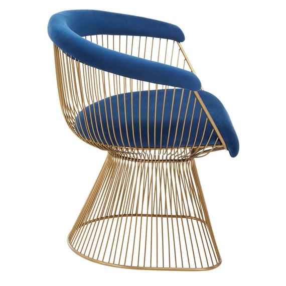 Anzio Navy Blue Velvet And Brushed Gold Chair