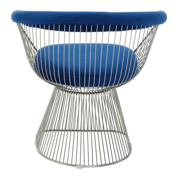 Anzio Navy Blue Velvet And Brushed Silver Chair