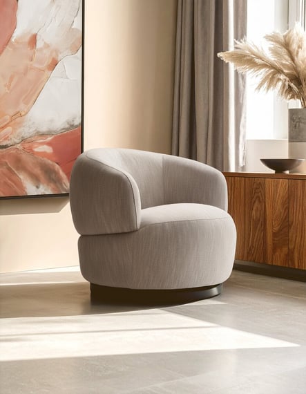 Bordo Textured Grey Curved Swivel Chair