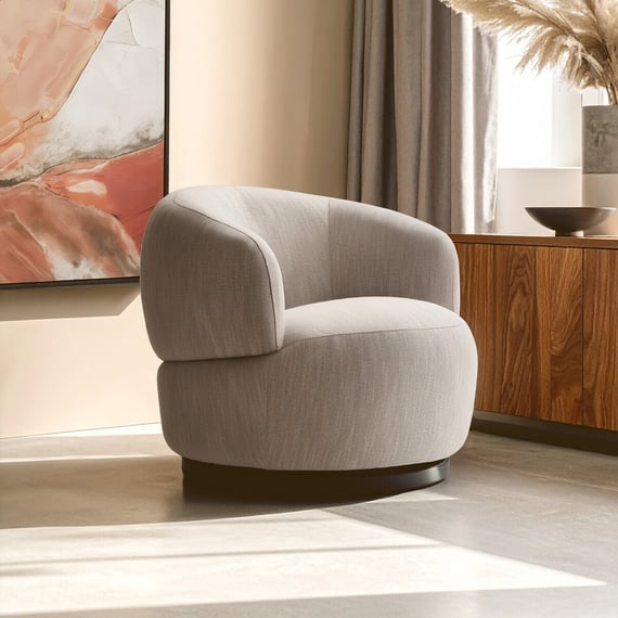 Bordo Textured Grey Curved Swivel Chair