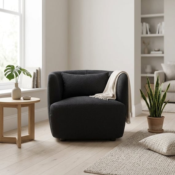 Bruge Textured Black Curved Chair