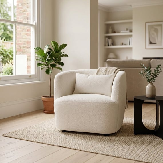 Bruge Textured Cream Curved Chair
