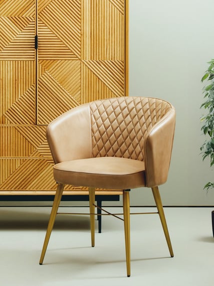 Buffalo Grey Leather Chair With Gold Finish Legs