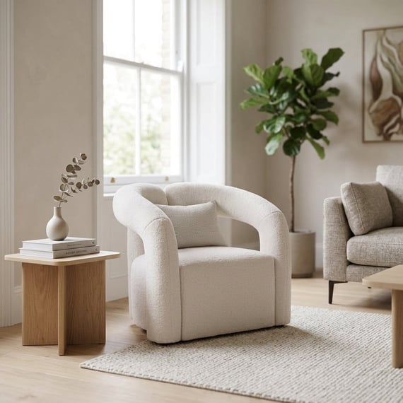 Davina Ivory Boucle Effect Statement Chair
