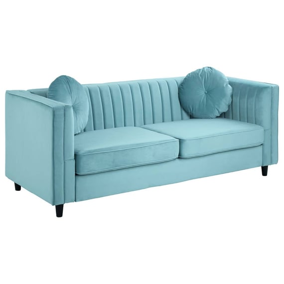 Farah Three Seater Pastel Green Velvet Sofa