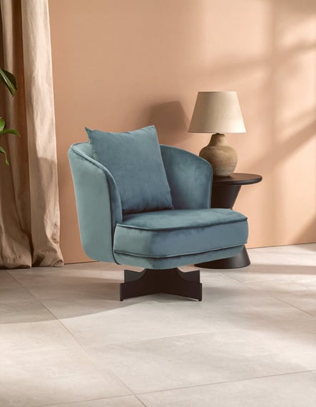 Hale Azure Velvet Swivel Chair