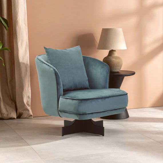 Hale Azure Velvet Swivel Chair