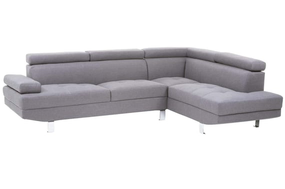 Hanover Grey Linen Corner Sofa with Adjustable Headrests