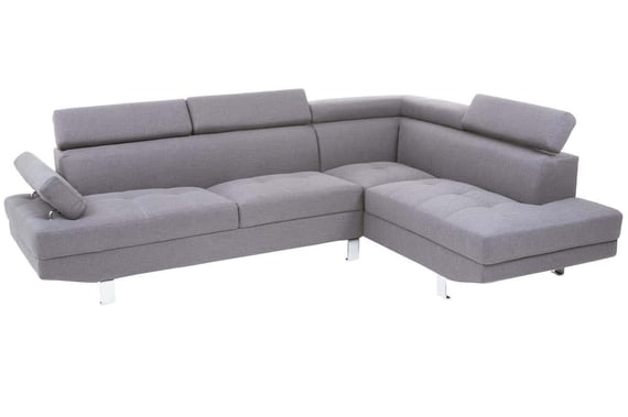Hanover Grey Linen Corner Sofa with Adjustable Headrests