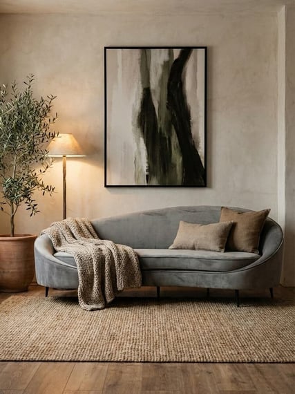 Hasina Three Seat Grey Velvet Sofa