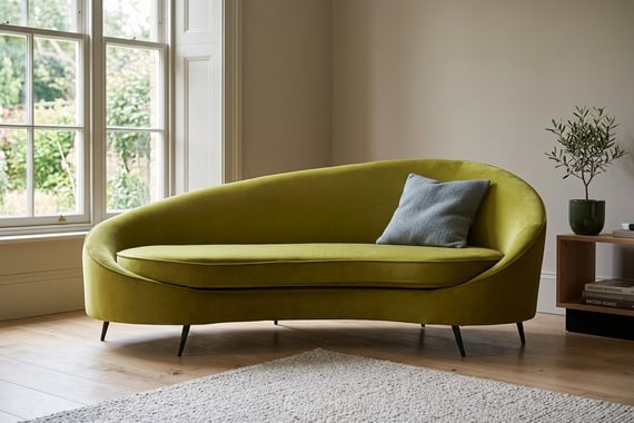 Hasina Three Seat Olive Velvet Sofa