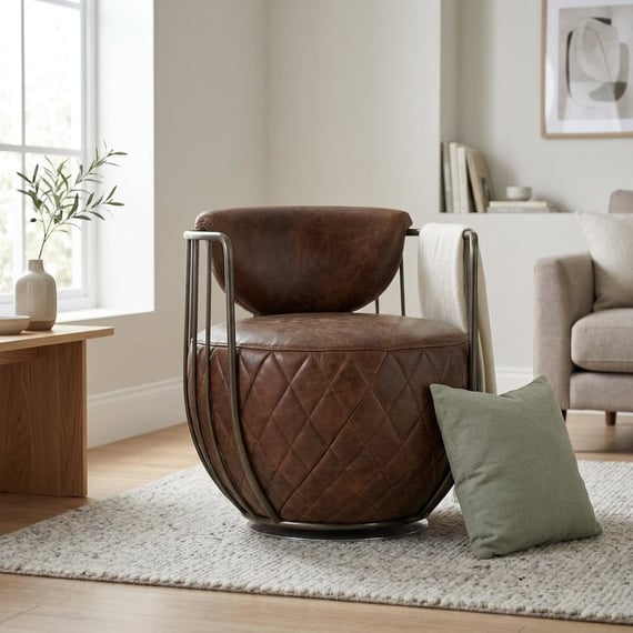 Hoxton Brown Leather Swivel Chair