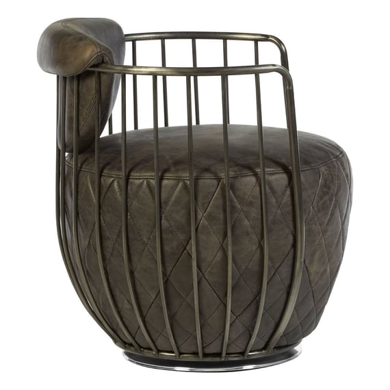 Hoxton Dark Grey Leather Swivel Chair