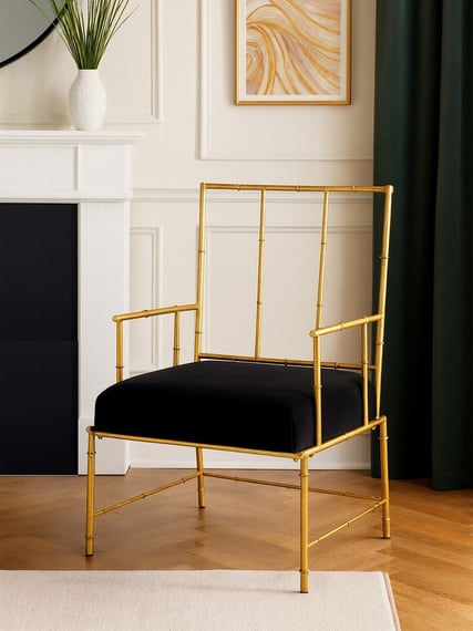 Monroe Gold and Black Velvet Accent Chair