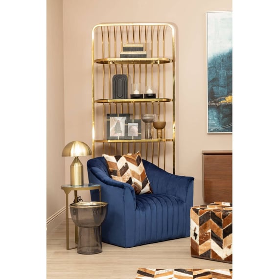 Opel Deep Blue Velvet Armchair